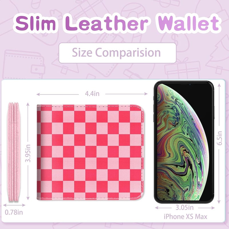 Funermei Cute Wallet for Women Girls Plaid Bifold Wallet Aesthetic Girly Design Credit Card Holder RFID Blocking Id Cash Pretty Slim Small Bi-fold Wallets with Coin Pocket for Teen Little Girl - Image 2